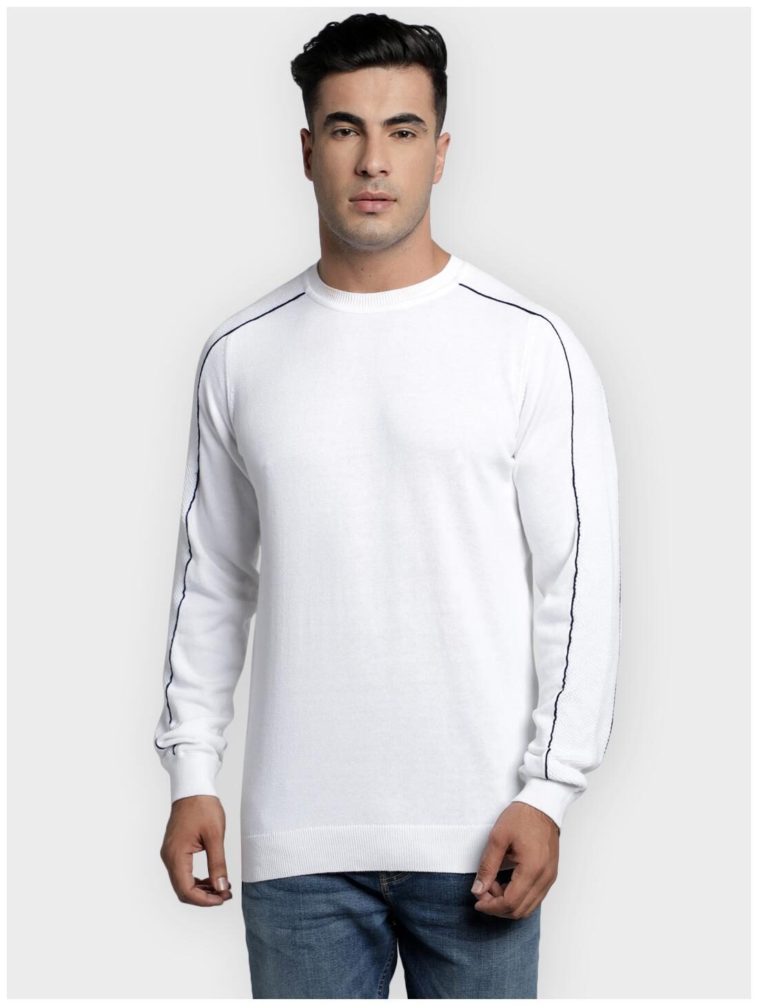 

Red Tape Men White Round neck Longline sweater
