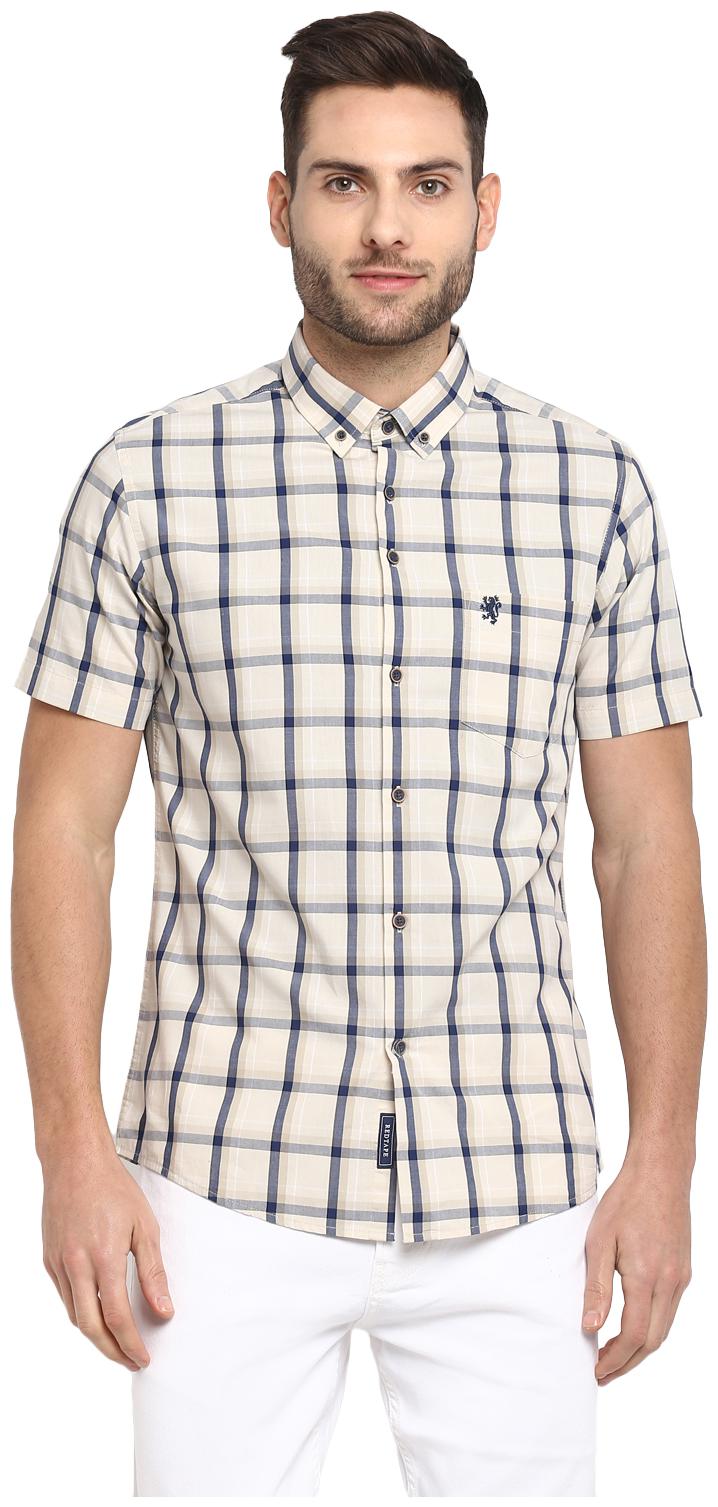 

Red Tape Men Beige Blue Checked Regular Fit Casual Shirt