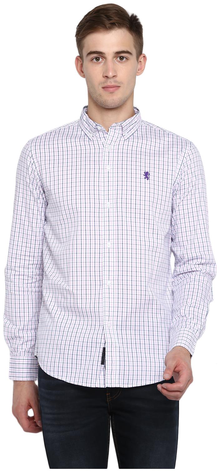 

Red Tape Men White Pink Checked Regular Fit Casual Shirt