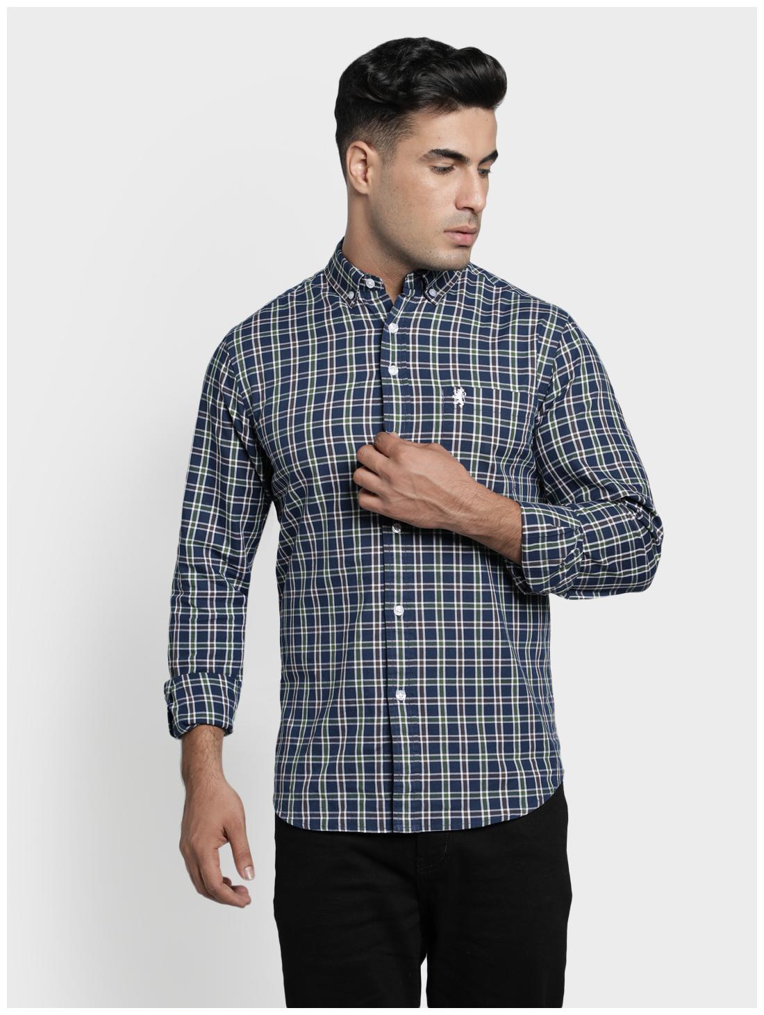 

Red Tape Men Navy Blue Checked Regular Fit Casual Shirt