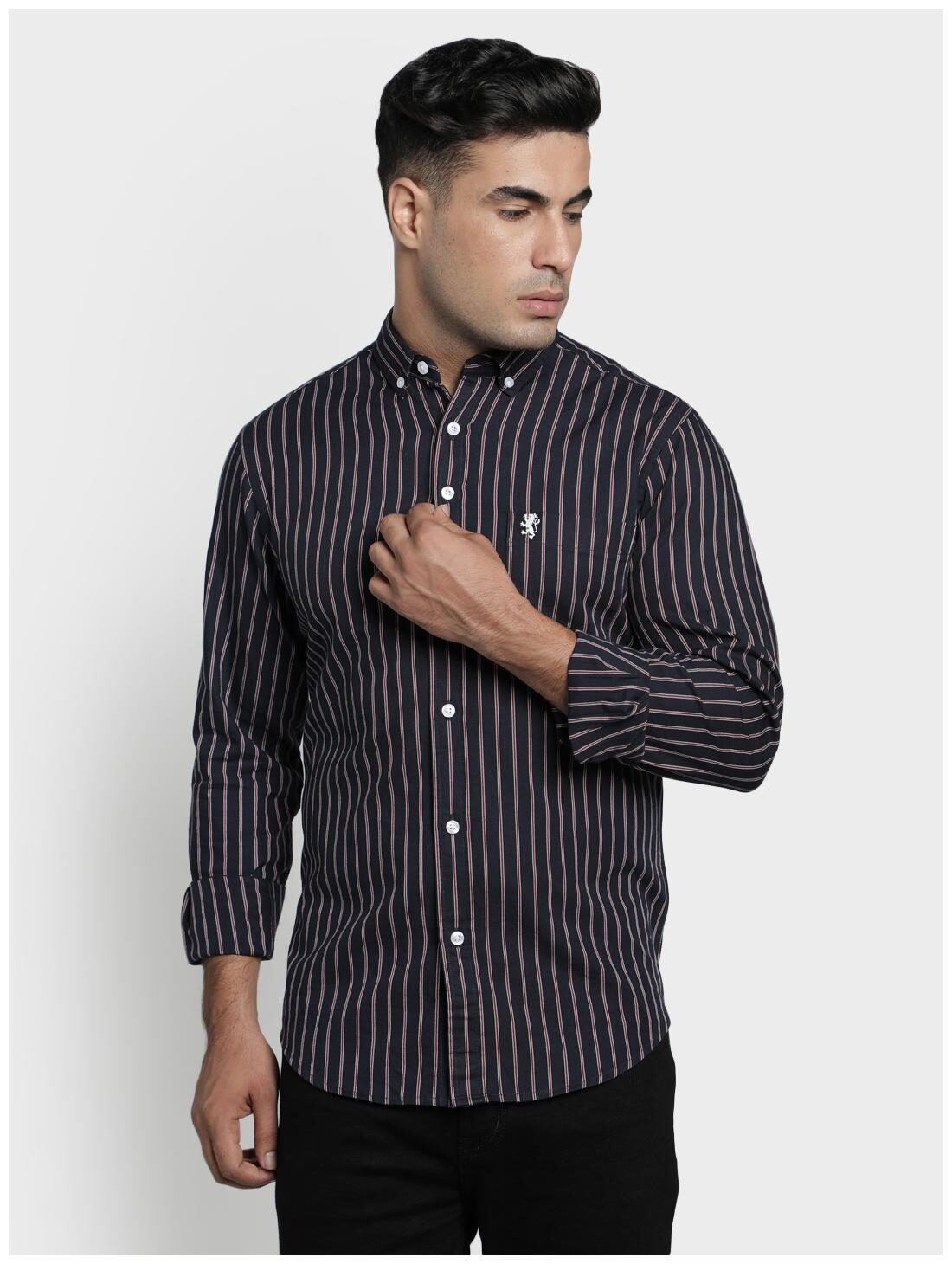 

Red Tape Men Navy Blue Vertical Stripes Regular Fit Casual Shirt