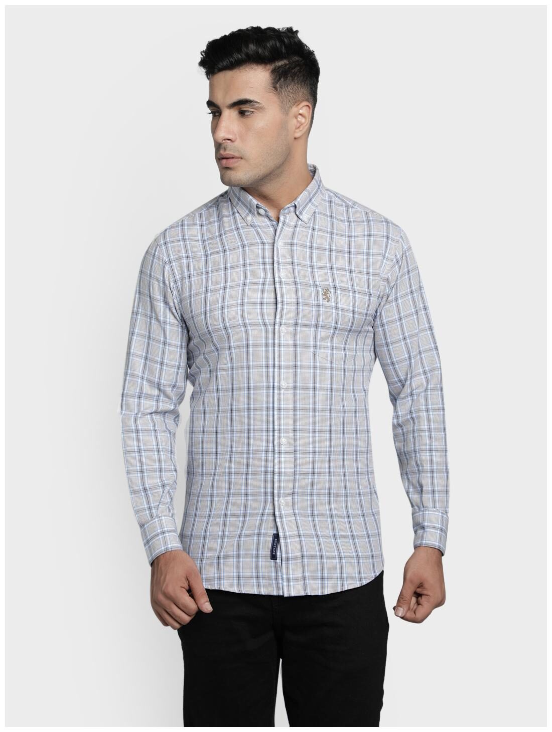 

Red Tape Men Blue White Checked Regular Fit Casual Shirt