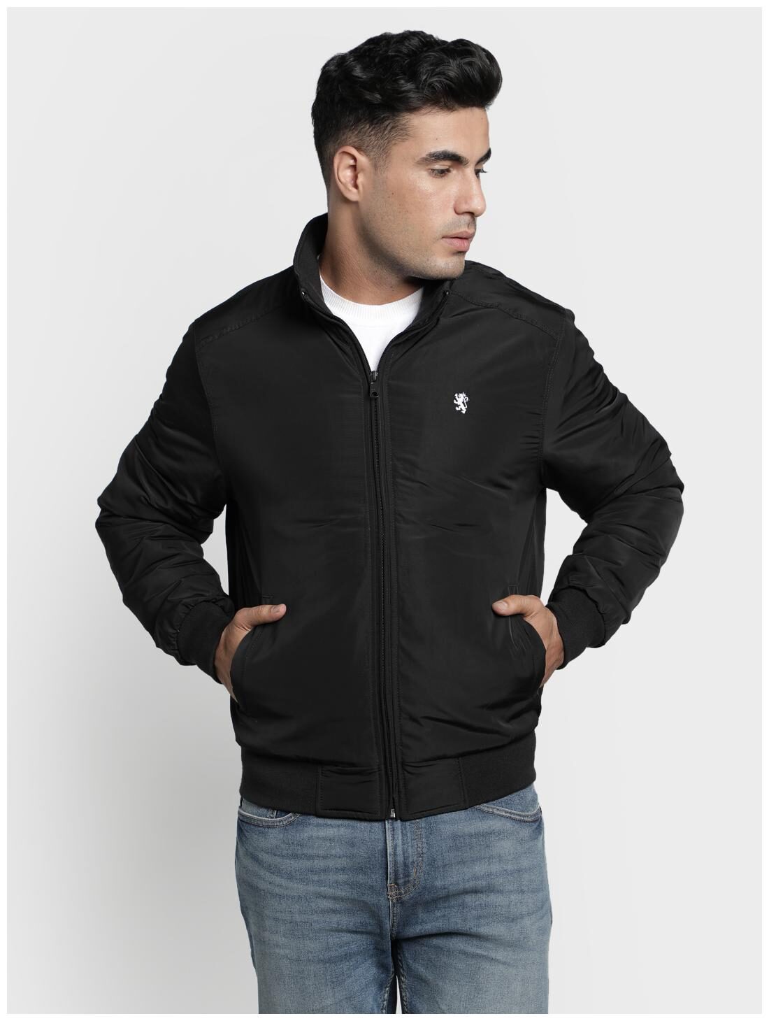 

Red Tape Men Black Solid Bomber jacket