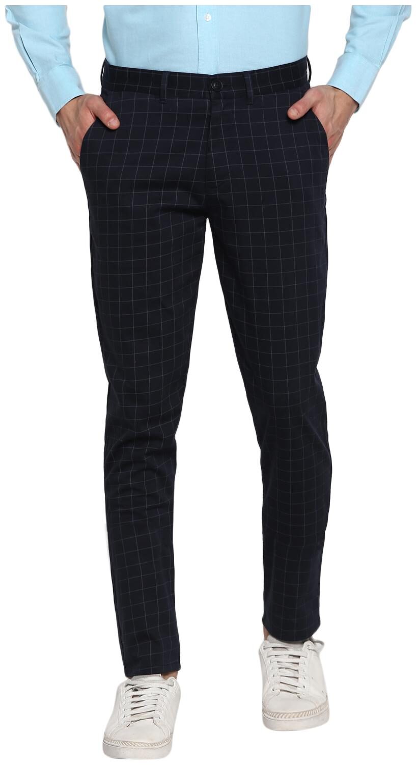 

Red Tape Men Navy blue Checked Skinny fit Chinos