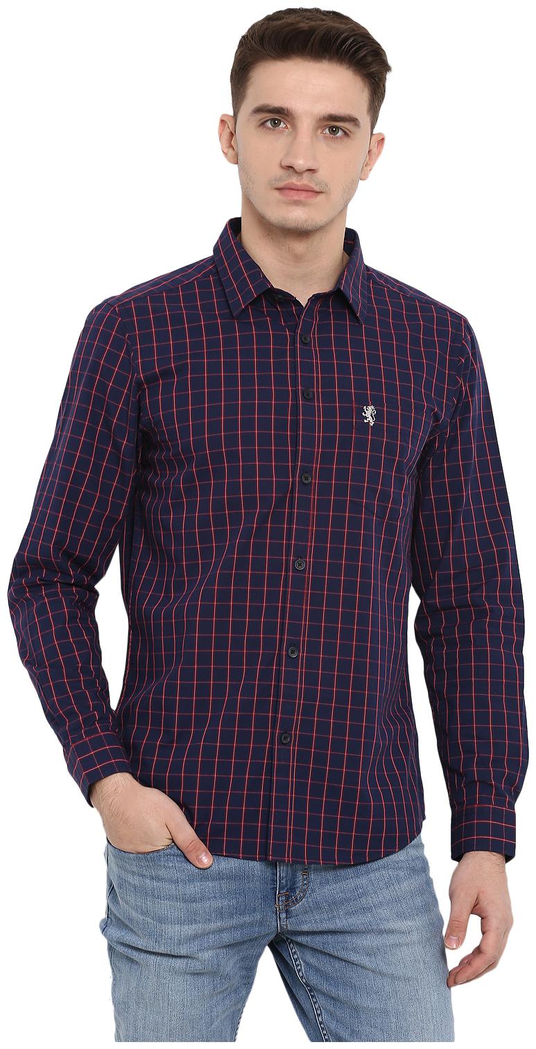 

Red Tape Men Navy Blue Red Checked Regular Fit Casual Shirt