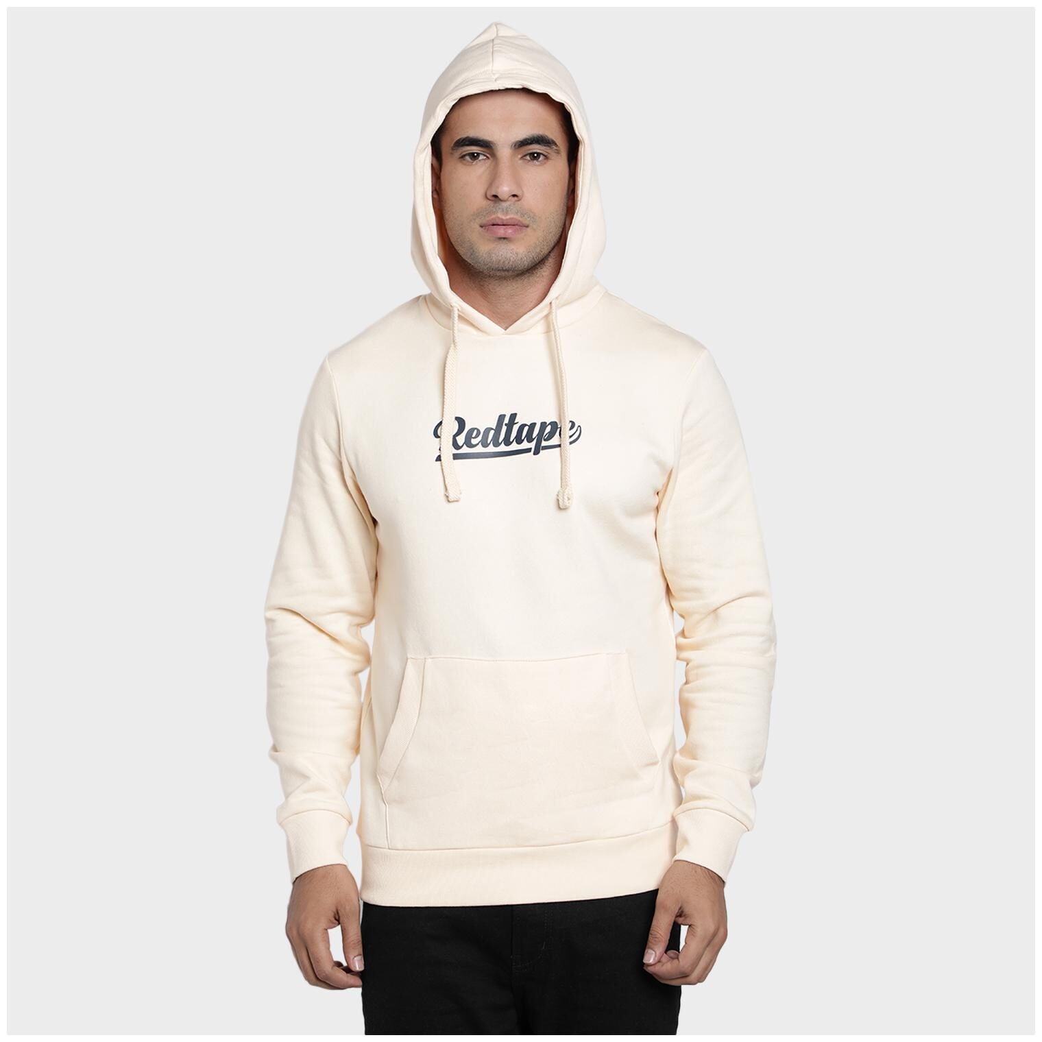

Red Tape Men Cotton Blend Printed Cream Hoodie