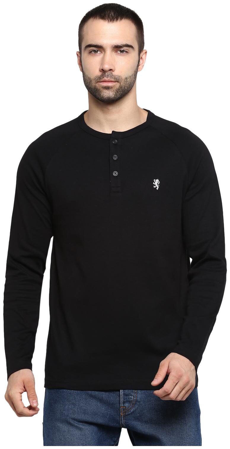 

Red Tape Men Black Regular fit Cotton Henley neck T-Shirt - Pack Of 1