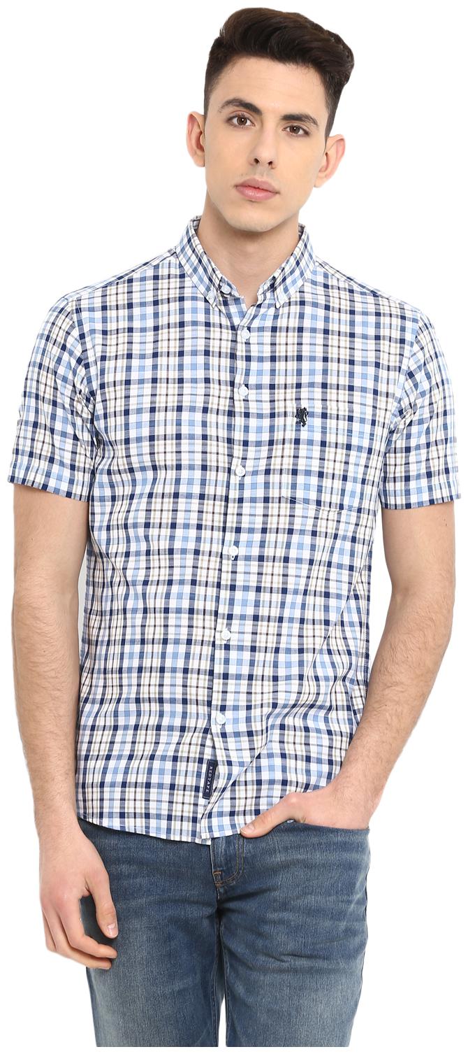 

Red Tape Men Blue Checked Regular Fit Casual Shirt
