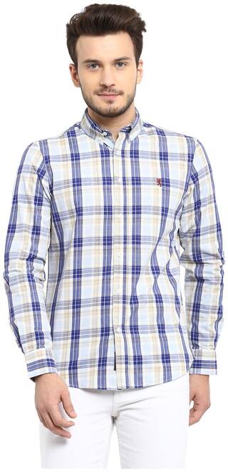 Red Tape Men Blue Checked Regular Fit Casual Shirt