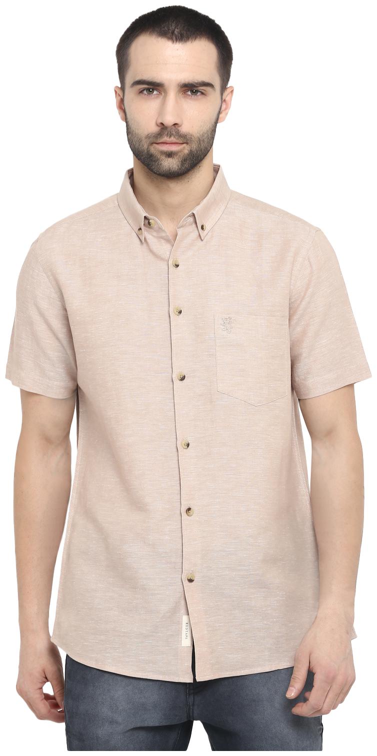 

Red Tape Men Beige Solid Regular Fit Casual Shirt