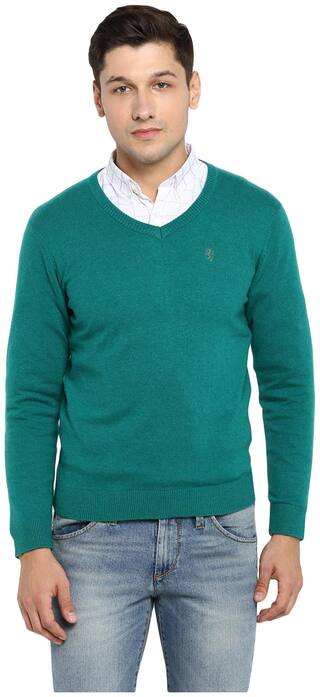 Red Tape Men Green V neck Pullover