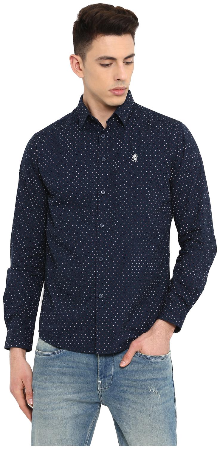 

Red Tape Men Blue Polka Dots Regular Fit Casual Shirt