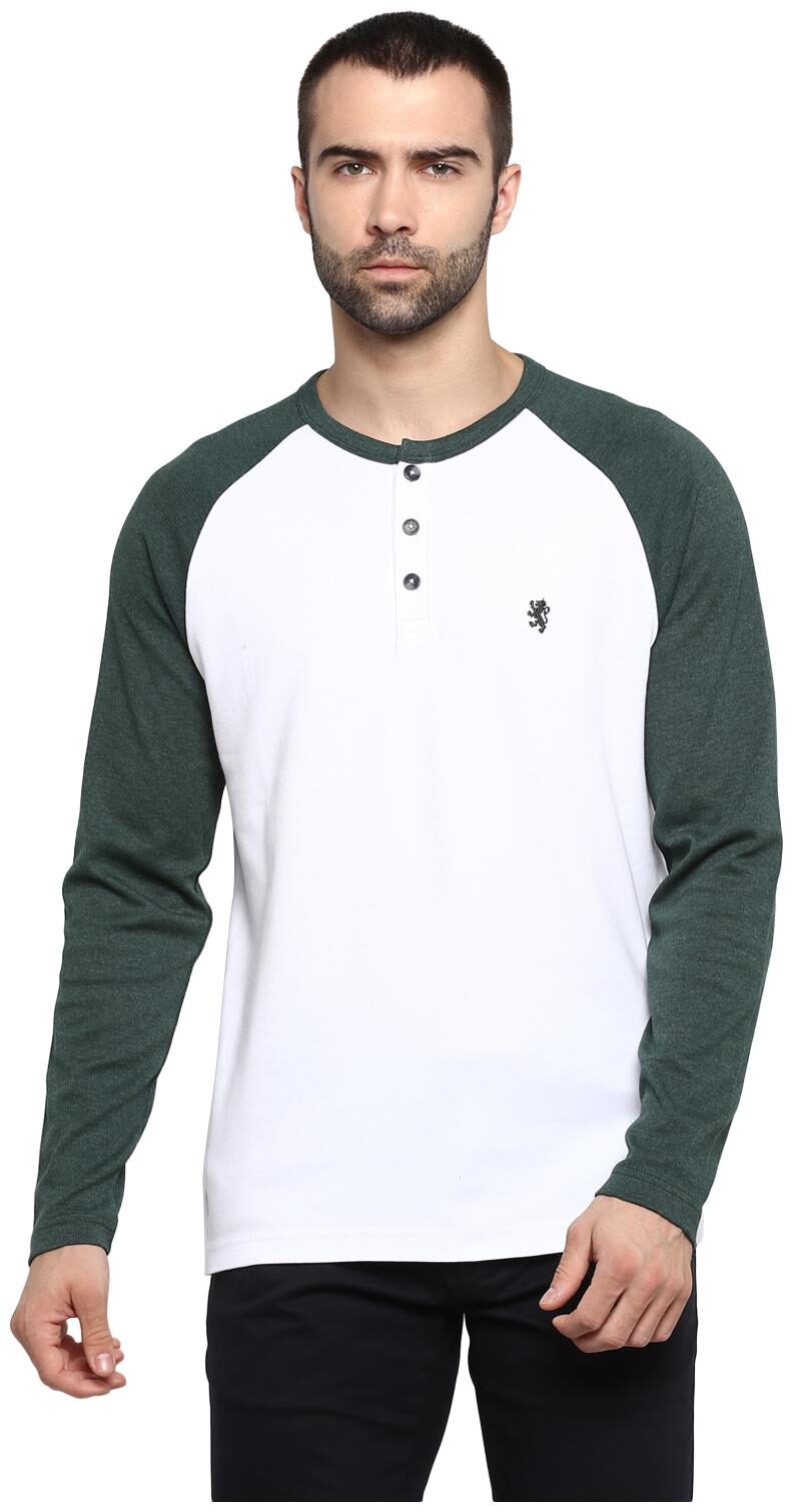 

Red Tape Men White Green Regular fit Cotton Henley neck T-Shirt - Pack Of 1