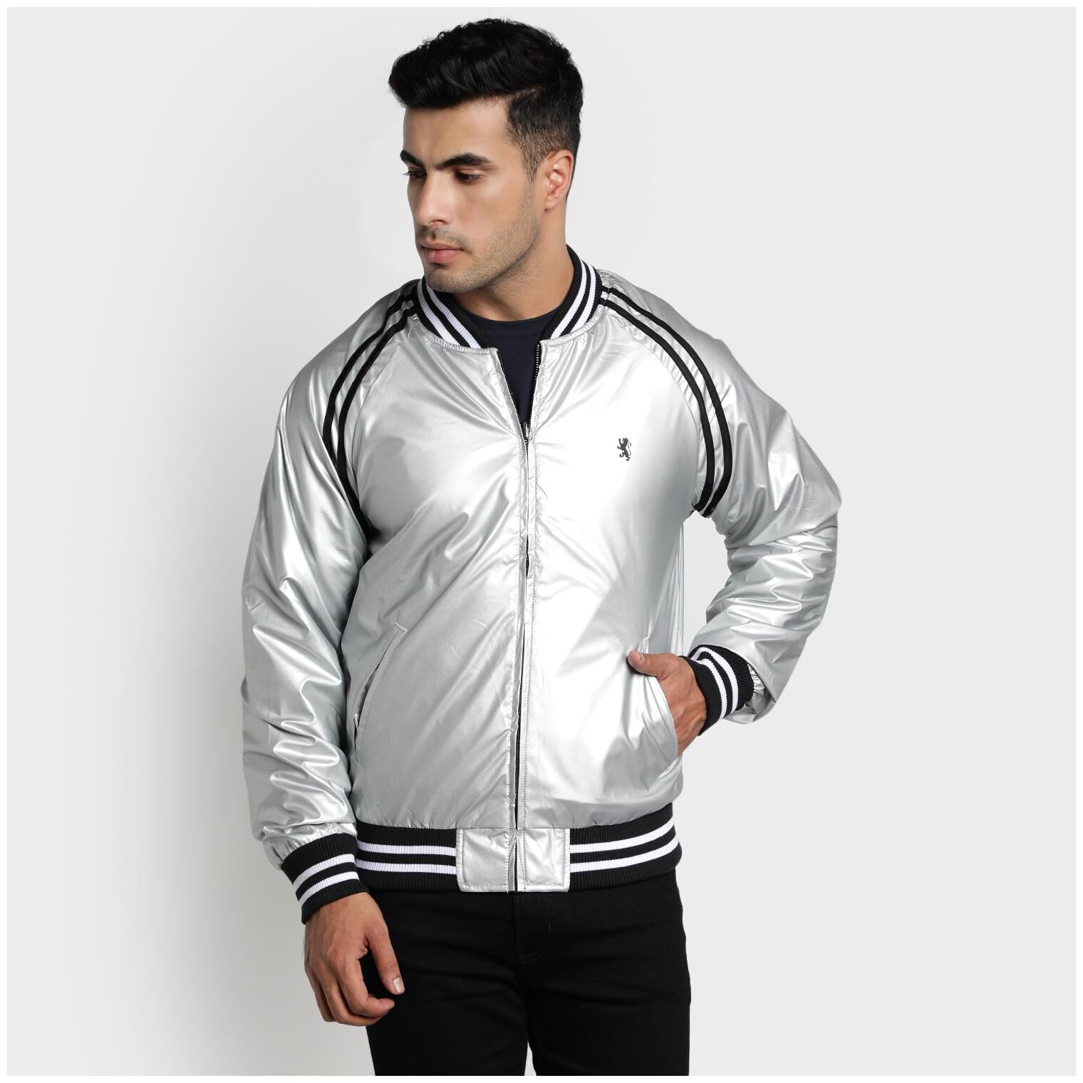 

Red Tape Men Grey Striped Bomber jacket