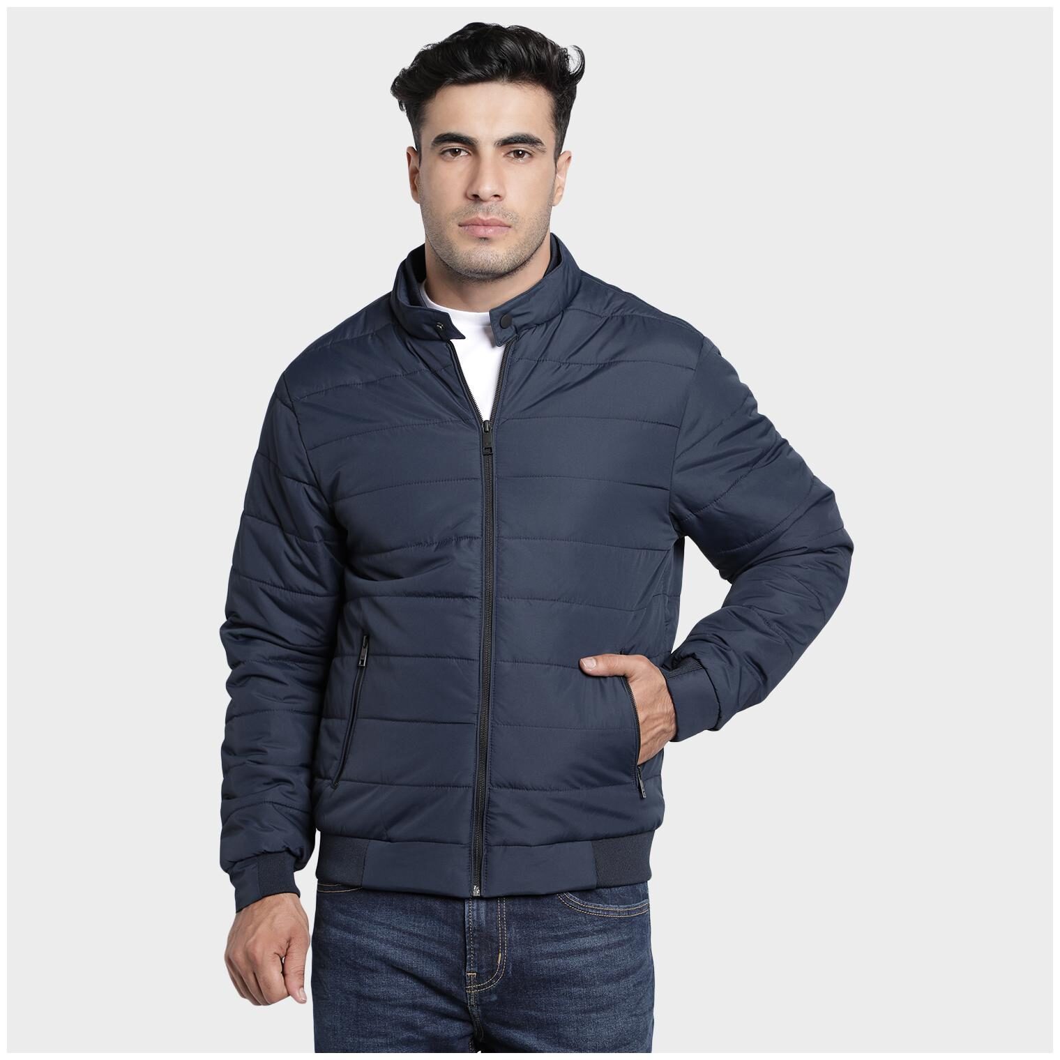 

Red Tape Men Navy blue Solid Quilted jacket