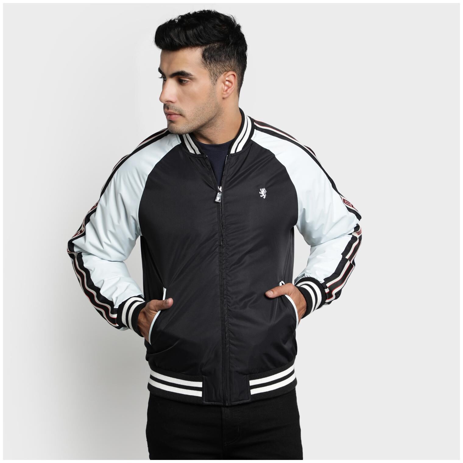 

Red Tape Men Black Solid Bomber jacket