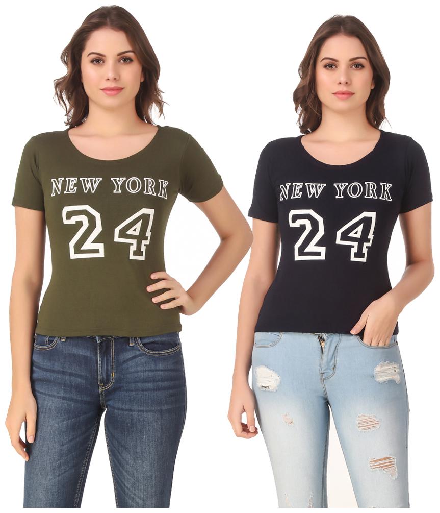 

Red Vee Casual Wear for women T-shirt Green and Black