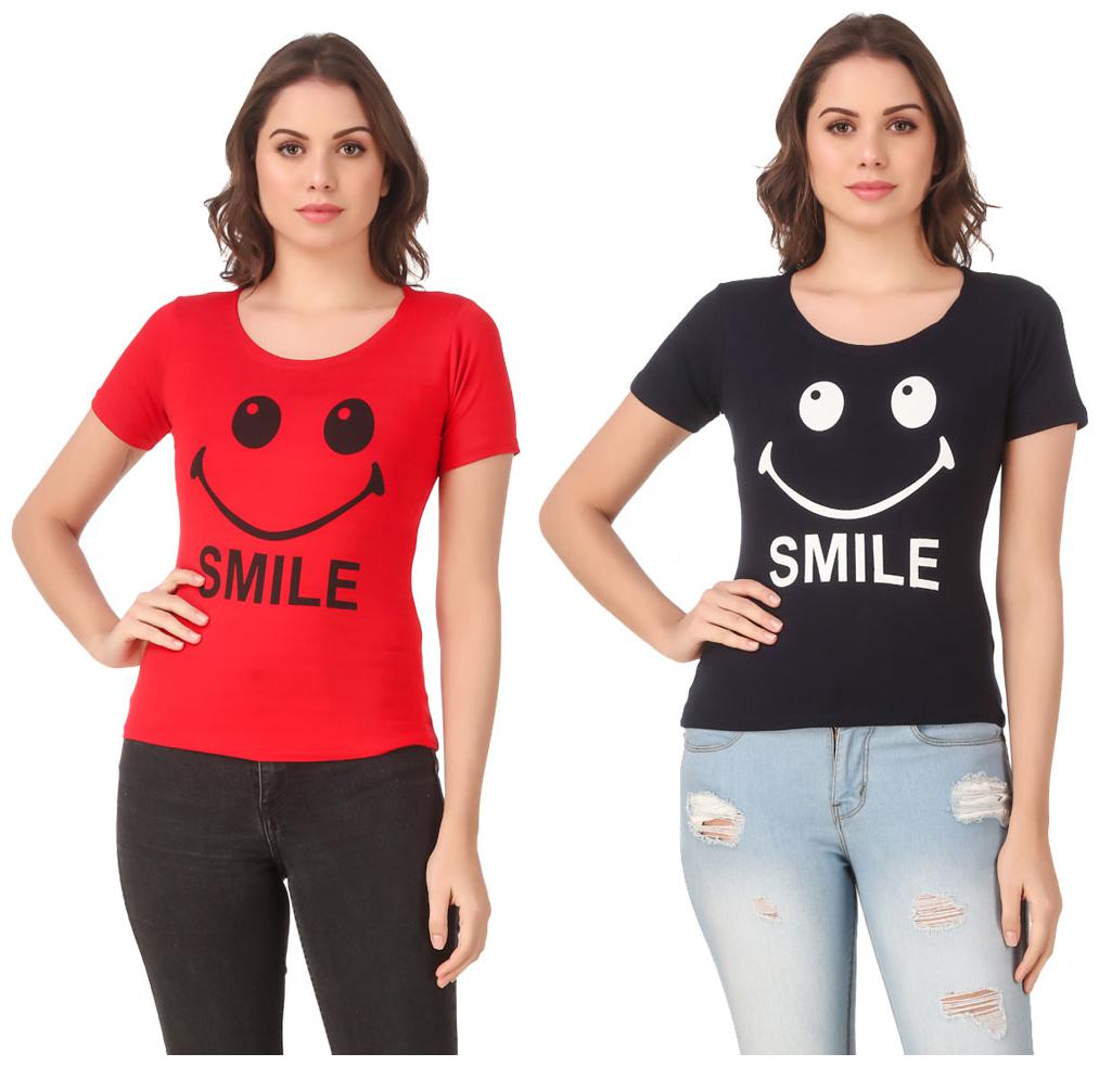 

Red Vee Casual Wear for women T-shirt Red and Blue