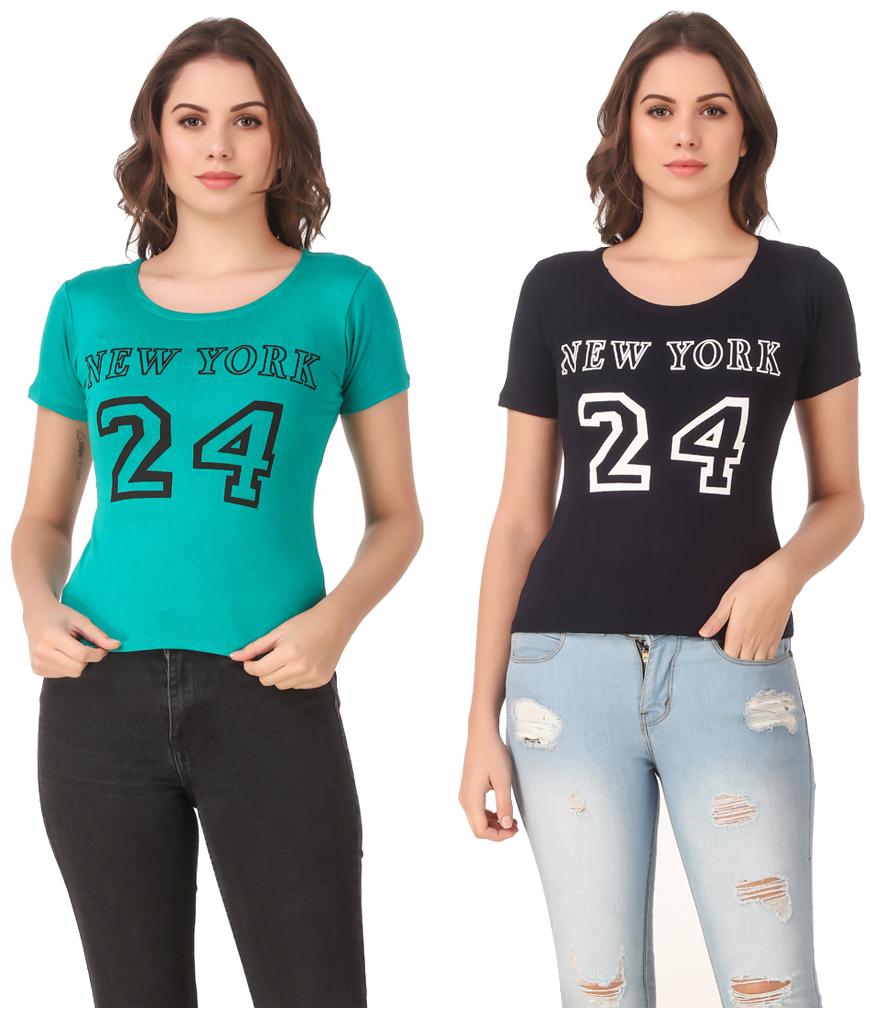 

Red Vee Casual Wear for women T-shirt Turquoise and Blue