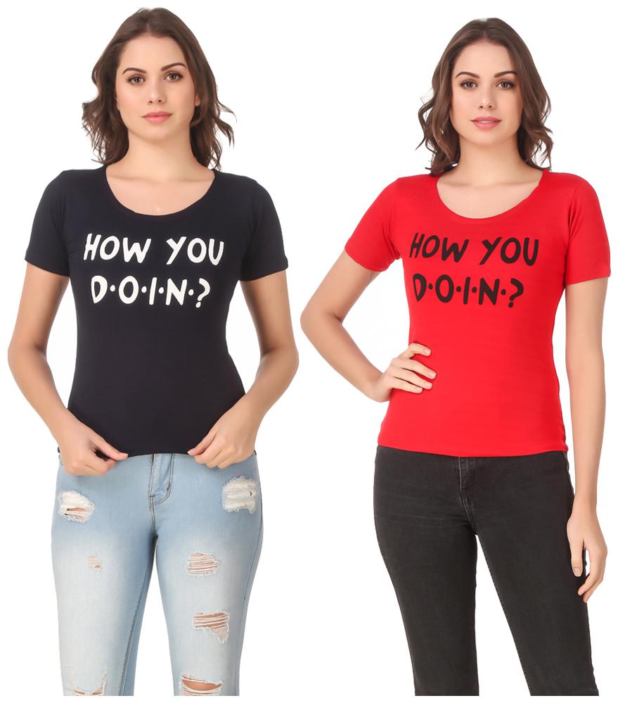 

Red Vee Casual Wear for women T-shirt Blue and Red