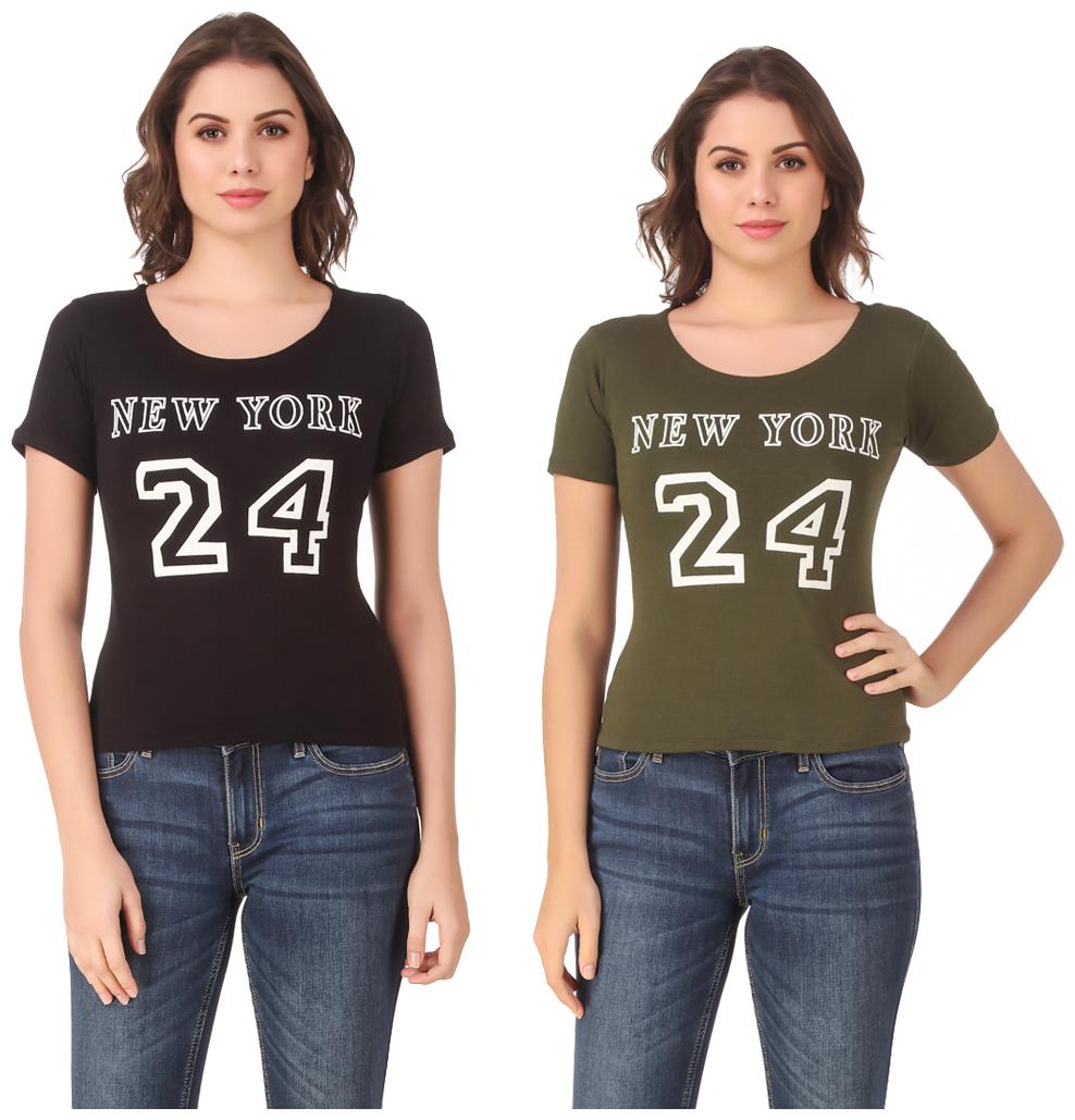 

Red Vee Casual Wear for women T-shirt Black and Green