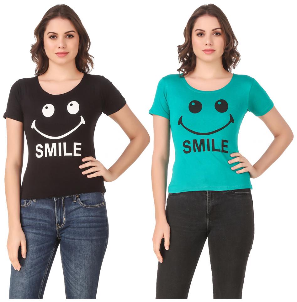 

Red Vee Casual Wear for women T-shirt Black and Turquoise