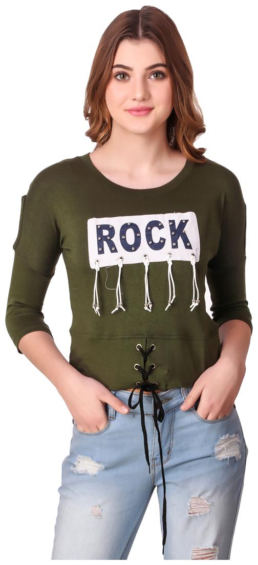 

Red Vee Women Printed Crop top - Green