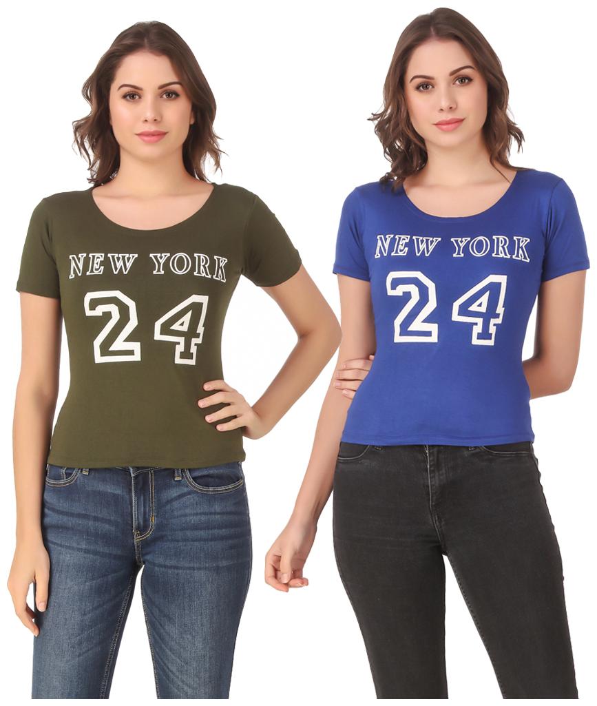 

Red Vee Casual Wear for women T-shirt Green and Blue