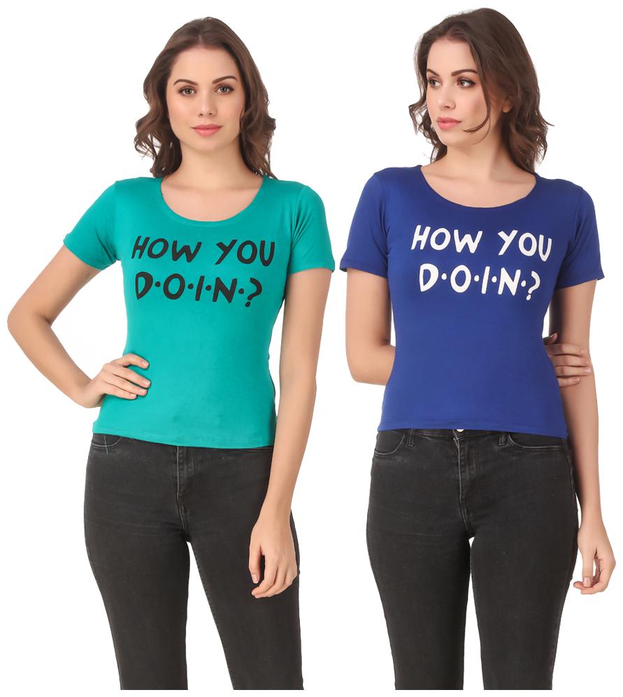 

Red Vee Casual Wear for women T-shirt Turquoise and Blue