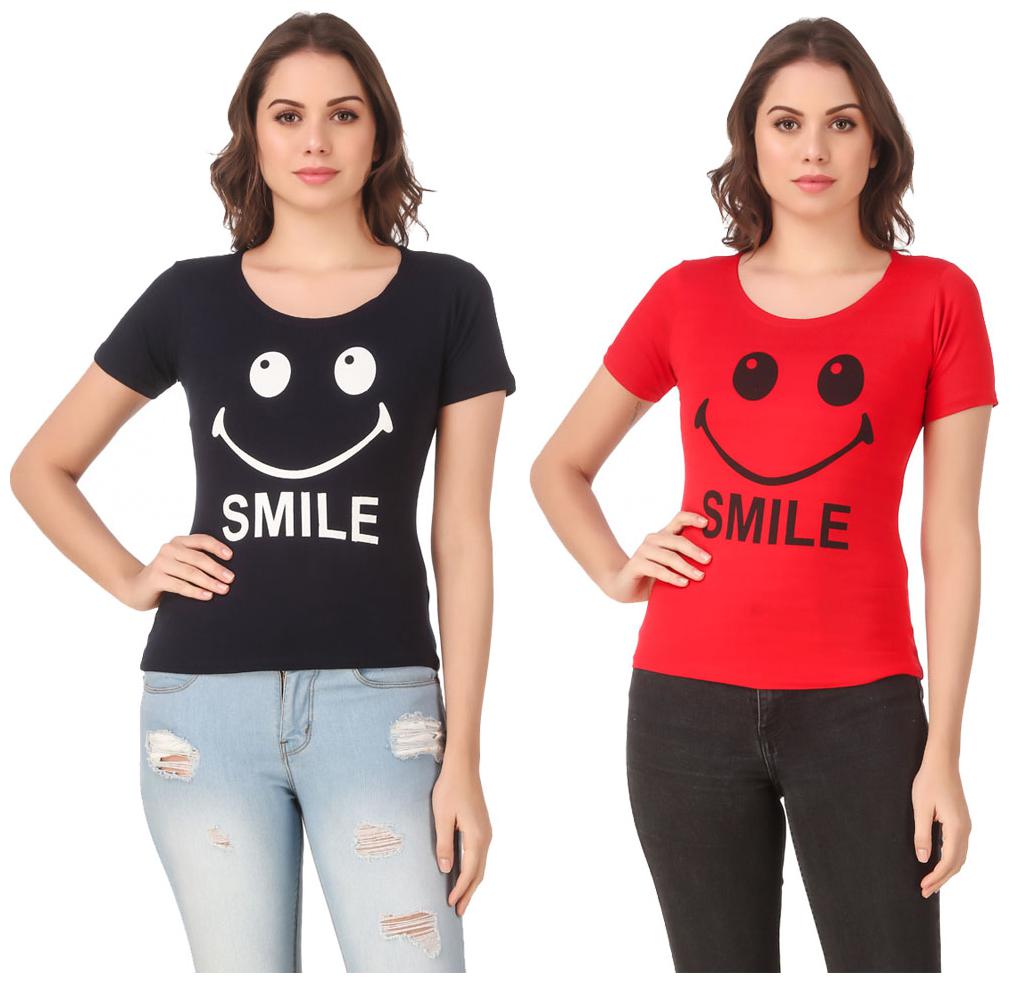 

Red Vee Casual Wear for women T-shirt Blue and Red