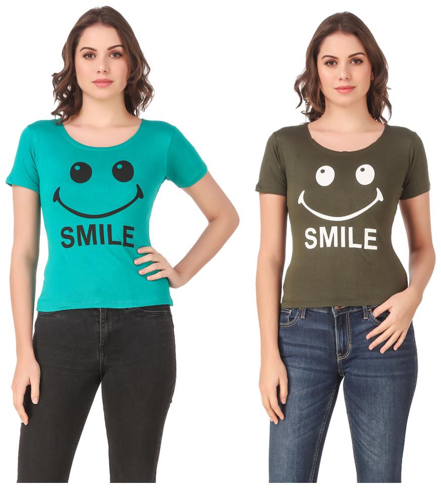 

Red Vee Casual Wear for women T-shirt Turquoise and Green