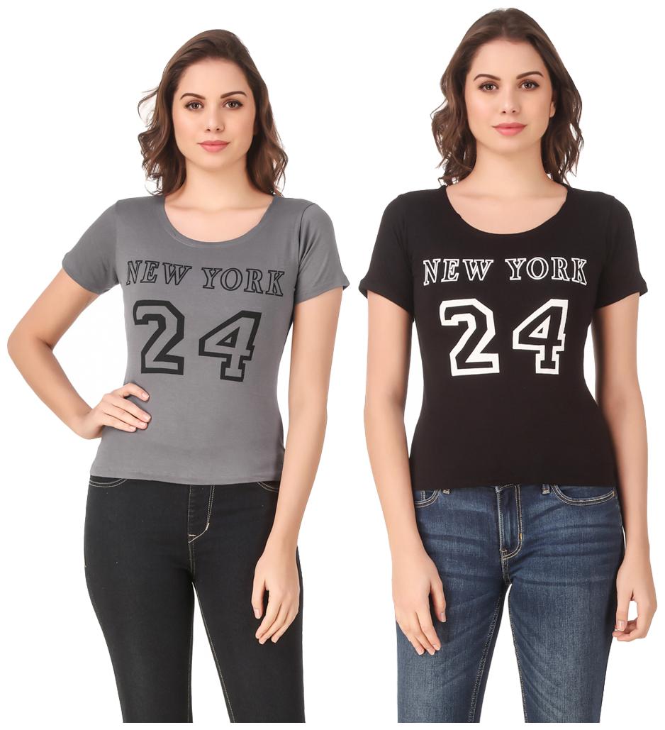 

Red Vee Casual Wear for women T-shirt Grey and Black