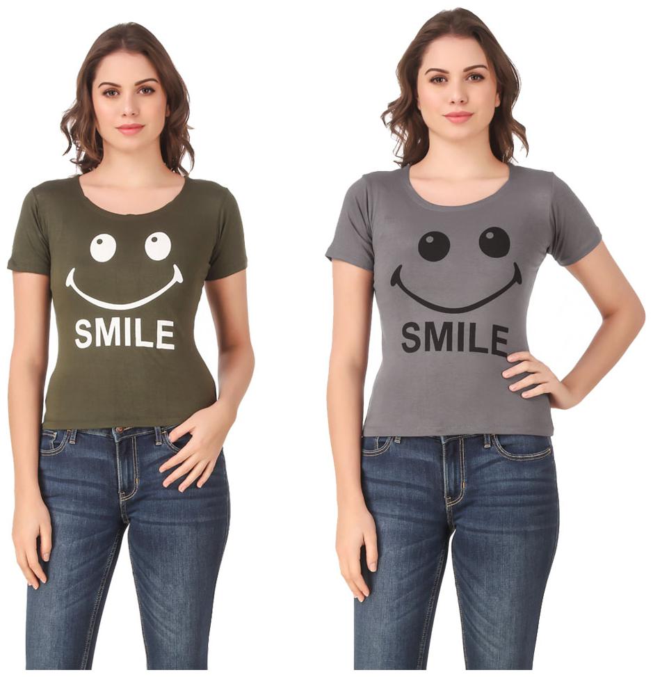 

Red Vee Casual Wear for women T-shirt Green and Grey