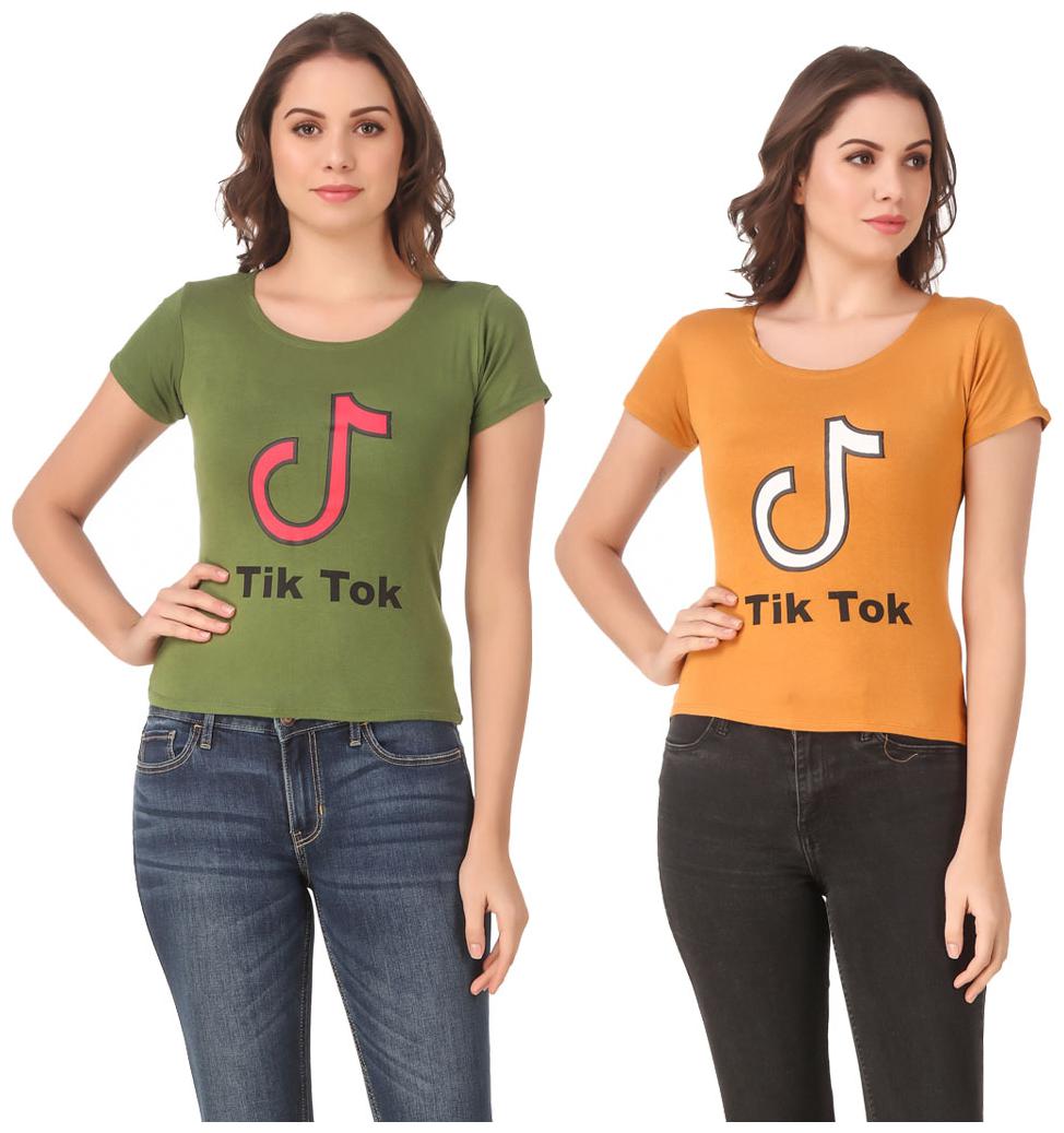 

Red Vee Casual Wear for women T-shirt Green and Yellow
