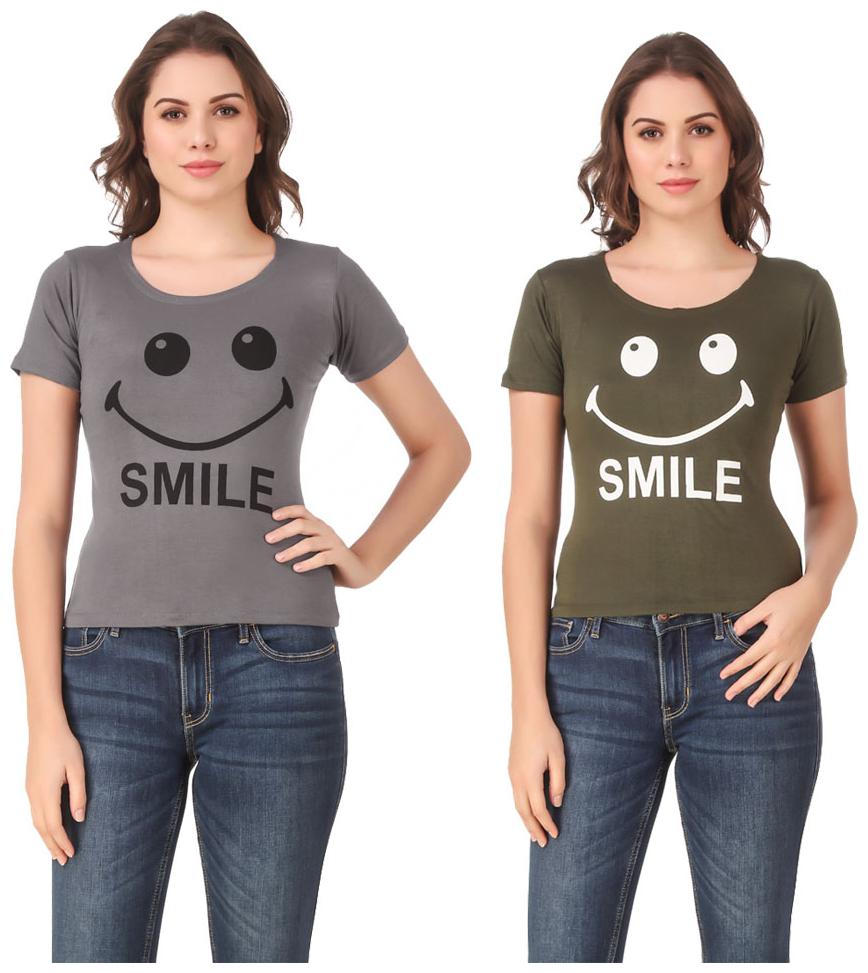 

Red Vee Casual Wear for women T-shirt Grey and Green