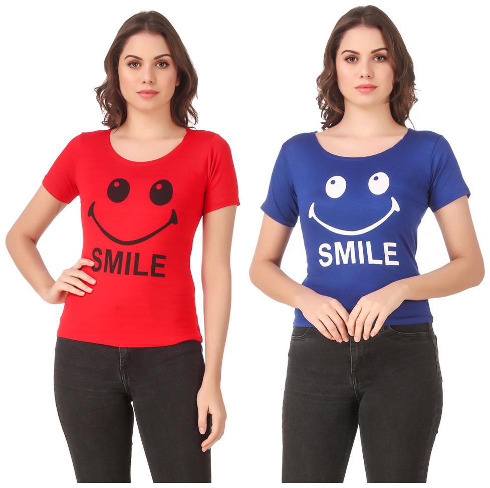 

Red Vee Casual Wear for women T-shirt Red and Blue