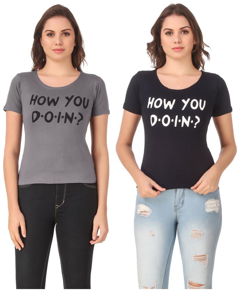 

Red Vee Casual Wear for women T-shirt Grey and Blue