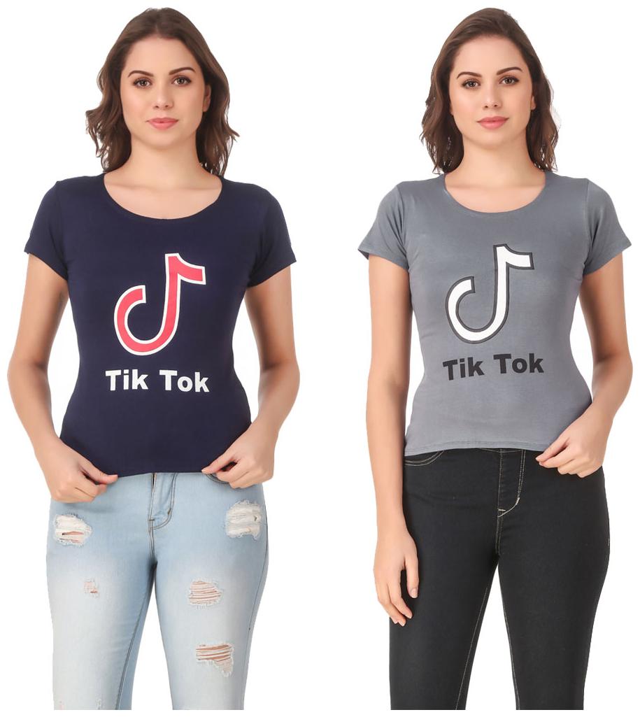 

Red Vee Casual Wear for women T-shirt Blue and Grey