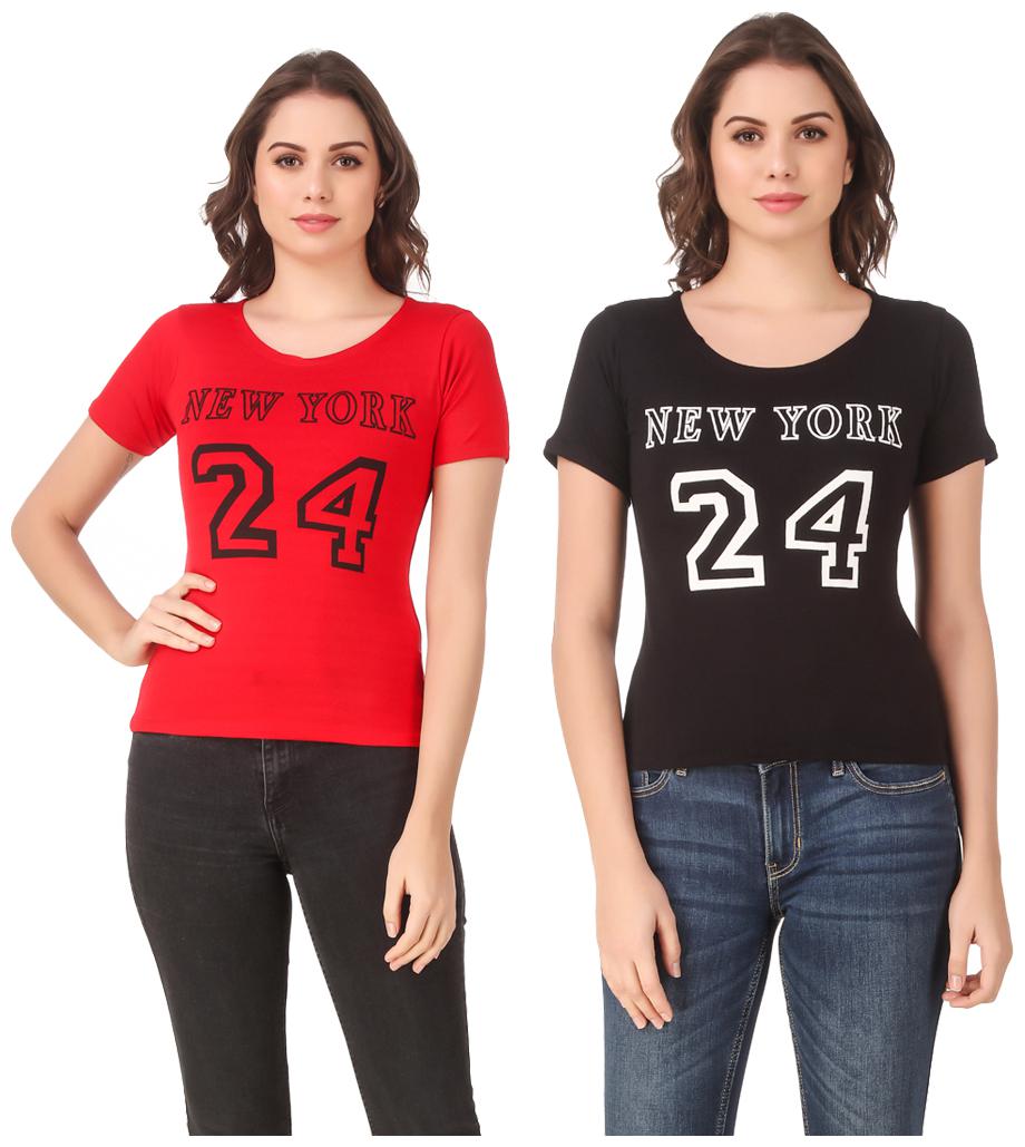 

Red Vee Casual Wear for women T-shirt Red and Black