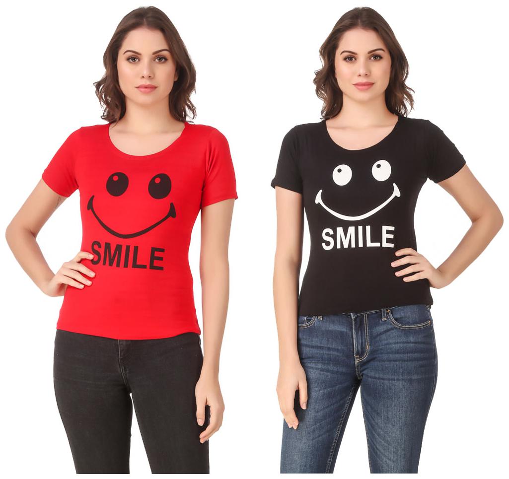 

Red Vee Casual Wear for women T-shirt Red and Black