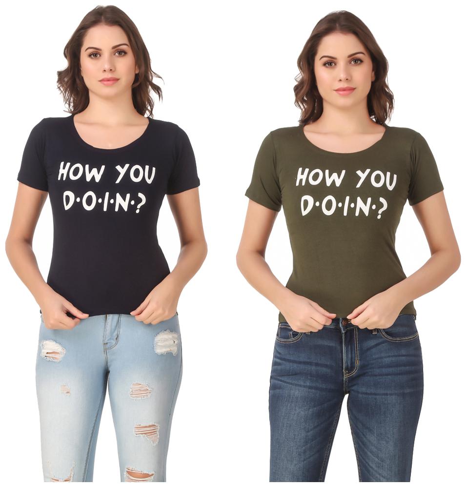 

Red Vee Casual Wear for women T-shirt Blue and Green