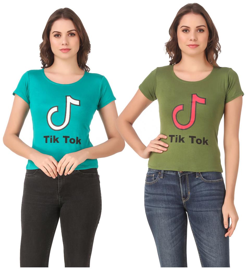 

Red Vee Casual Wear for women T-shirt Turquoise and Green