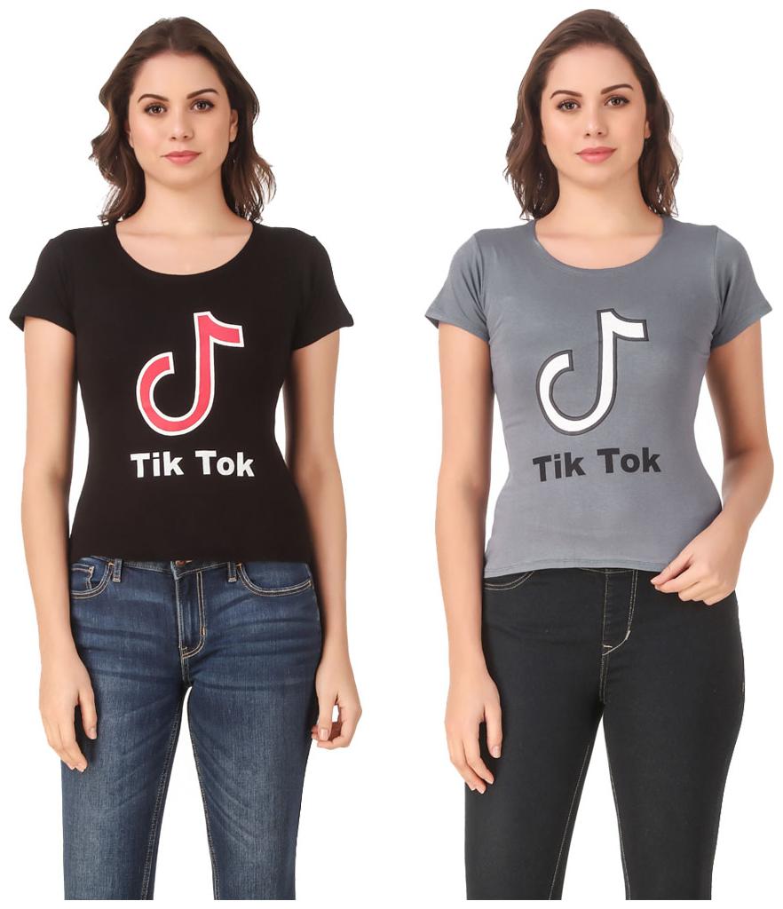 

Red Vee Casual Wear for women T-shirt Black and Grey