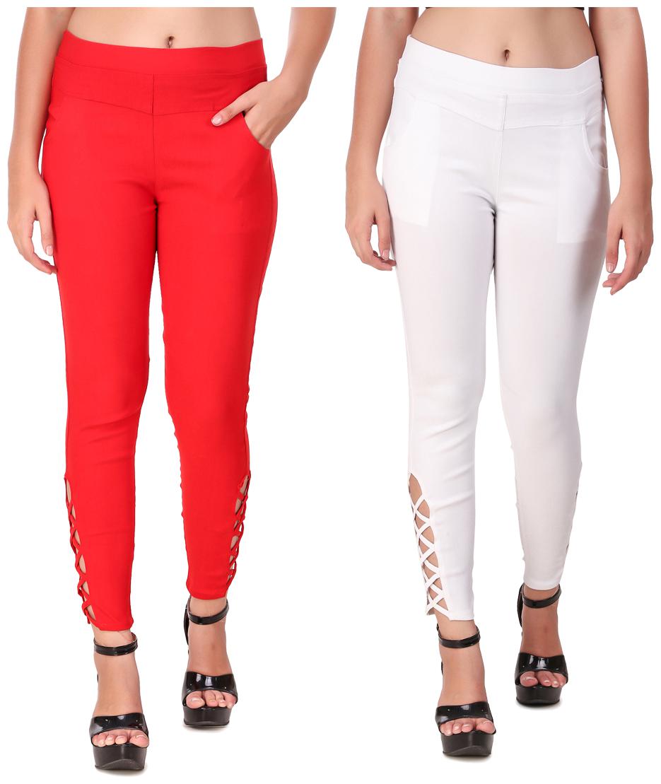 

Red Vee Women Red White Skinny fit Jegging