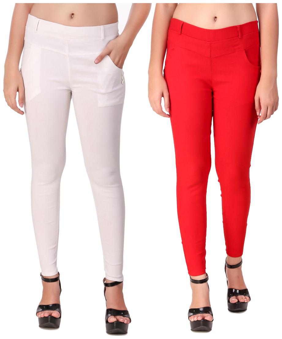 

Red Vee Women White Red Skinny fit Jegging