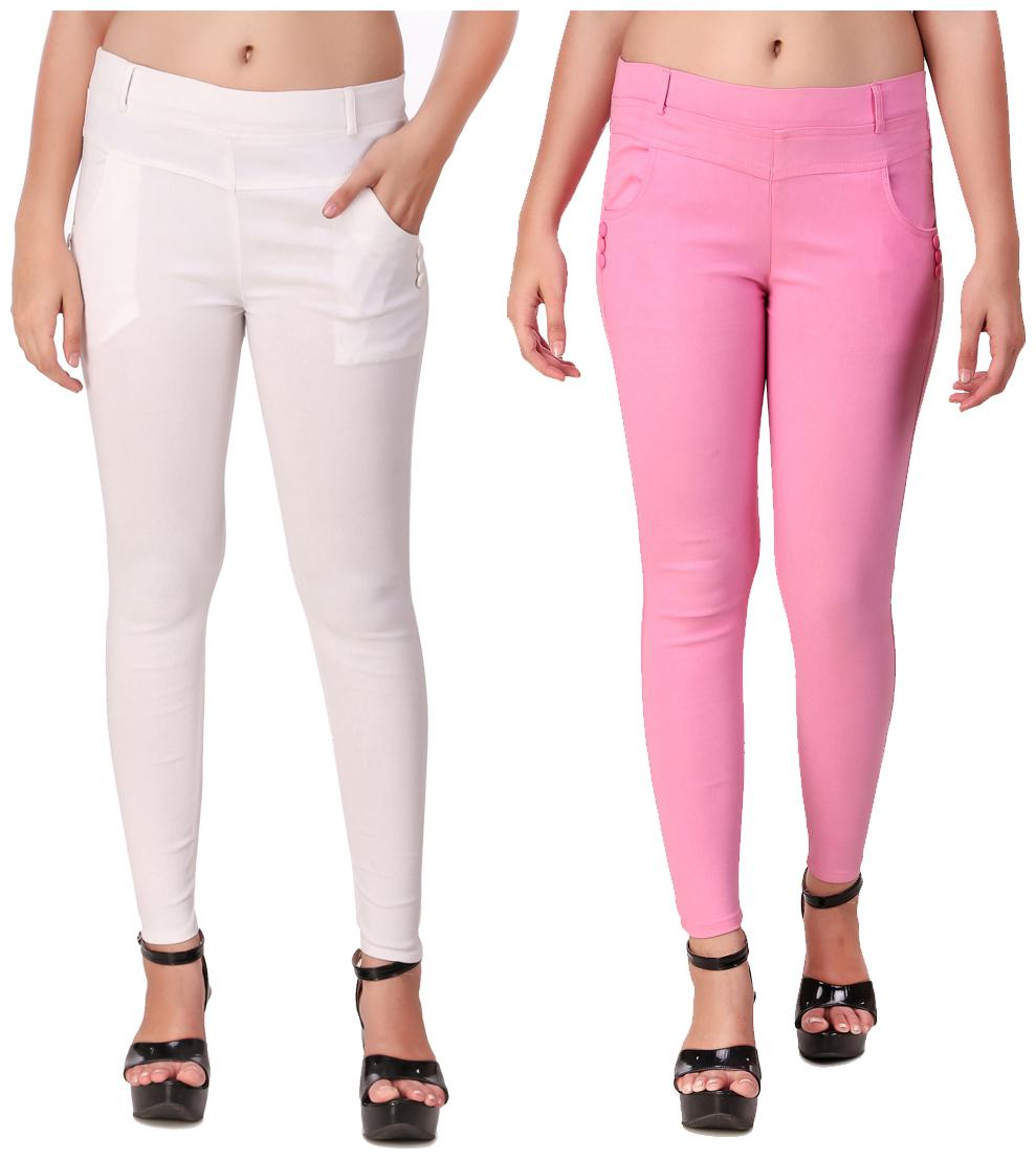

Red Vee Women White Pink Skinny fit Jegging