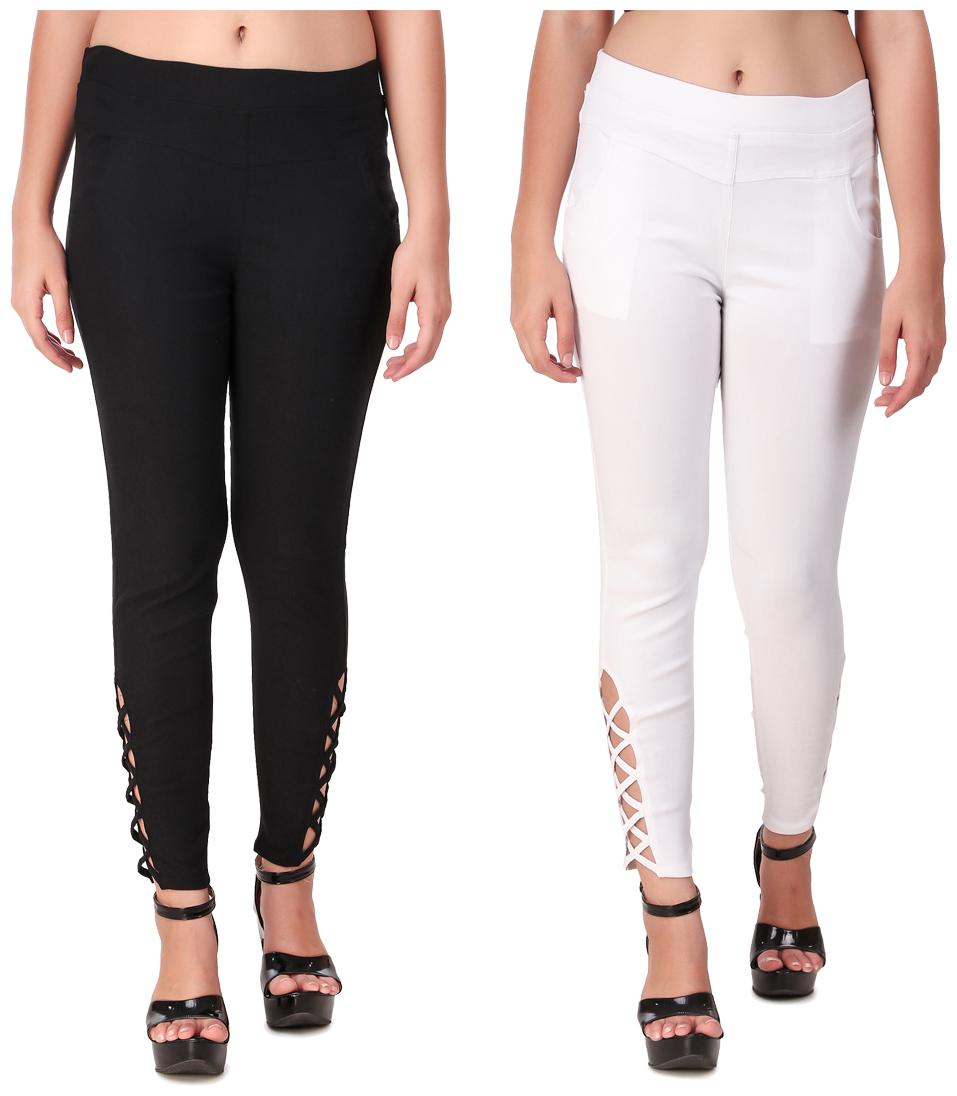 

Red Vee Women Black White Skinny fit Jegging