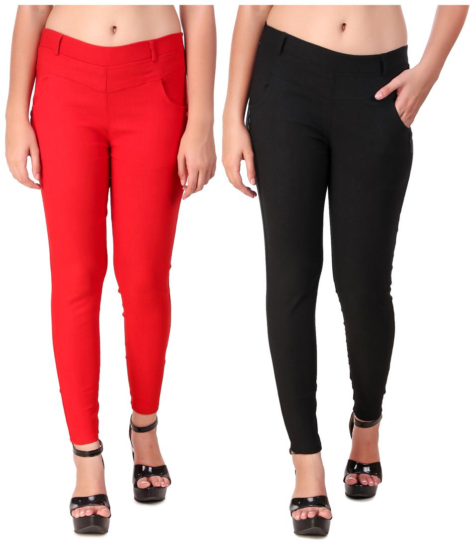 

Red Vee Women Red Black Skinny fit Jegging