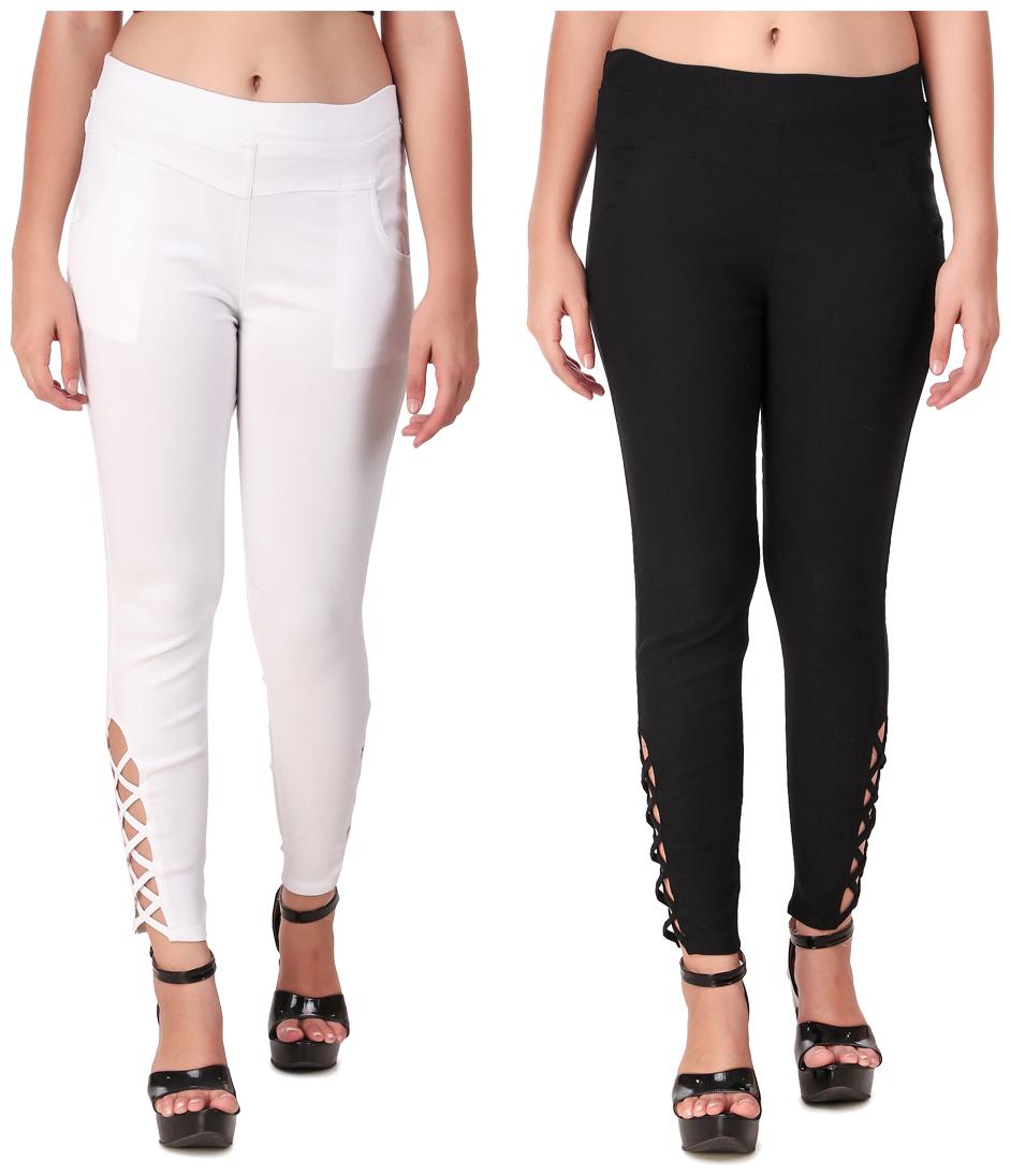 

Red Vee Women White Black Skinny fit Jegging