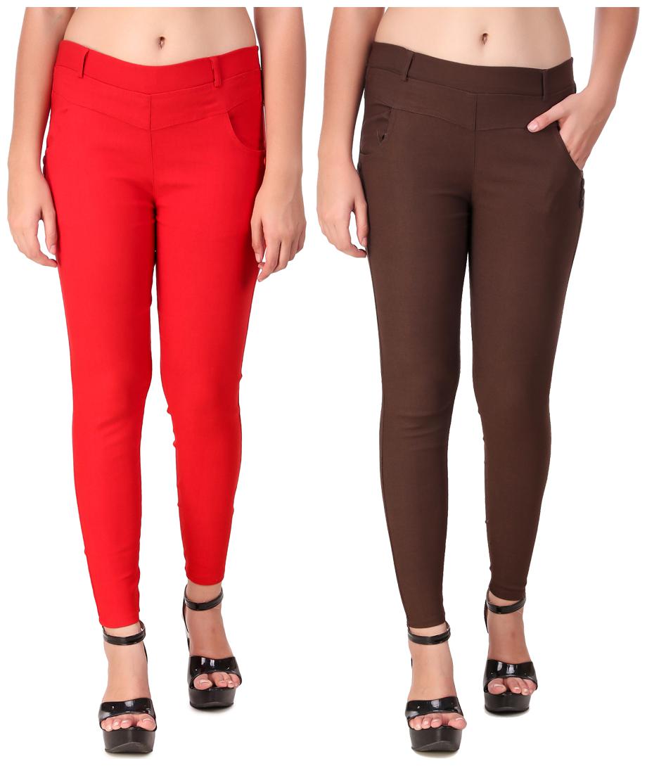 

Red Vee Women Red Brown Skinny fit Jegging